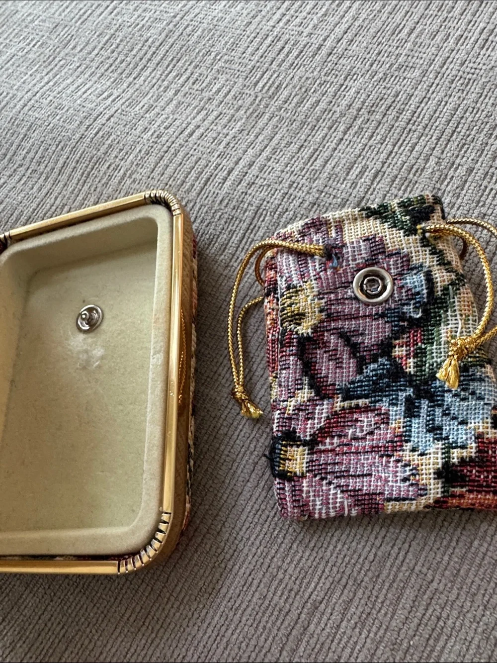 Floral Vintage Tapestry Jewelry Box